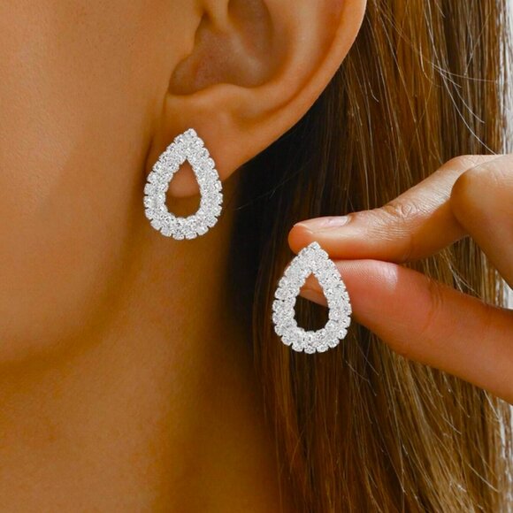925 Sterling Silver Womens 1ct Diamond Small Oval Hoop Earrings Ladies Jewelry